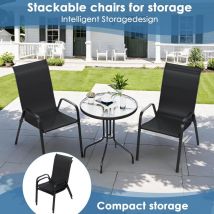 Balkonmöbel Set 2x Stapelbare Gartenstühle mit 1 Tisch Relax Lounge Set