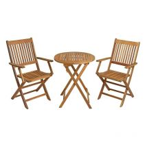 Balkonset Gartenmöbel Set Klappstühle mit Armlehne Klapptisch ø 60cm Rund Akazie