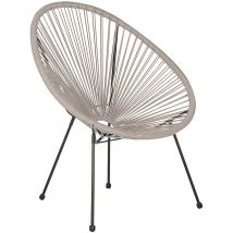 Balkonstuhl Hellgrau Polyrattan Spaghetti-Optik Modern Mexikanischer Stil Outdoor Balkon Terrasse Garten Möbel