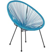 Beliani - Balkonstuhl Blau Polyrattan Spaghetti-Optik Modern Mexikanischer Stil Outdoor Balkon Terrasse Garten Möbel