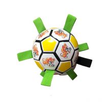 Ensoleille - Balle de chien indestructible balle de chien balle de chien interactive chien pompe à air de jeu intérieur et extérieur(jaune et blanc)