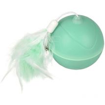 Balle ø 7 cm. magic Mechta 2 en 1 a led et plumeau . couleur verte. pour chat. Flamingo