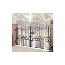 Cannock Gates - Balmoral Premium Range Spear Top Low Double Driveway Gate - Solid Steel - Fits Gap of 2743 mm x 1168 mm High - Primed