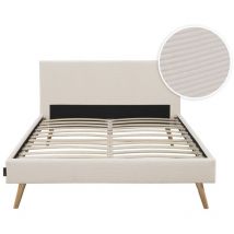 Loungitude - Cadre de lit scandinave en velours côtelé avec pieds bois - 160cm
