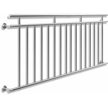 Monzana – Balustrade De Balcon Français En Acier Inoxydable 225 Cm – Garde-corps Avec Main Courante – Sécurité Enfants Et Animaux – Barres Fermées