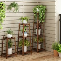 Bamboo Tall Plant Stand Pot Holder Garden Flower Rack Display Vintage, 3 Tiers 96cm