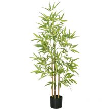 Bambou artificiel 1,20H m - plante artificielle - 498 feuilles réalistes, vrais troncs - pot inclus