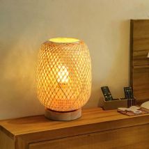 Aiperq - Bambou Tissage Lanterne Lampe De Table Lampe De Chevet Style Japonais Veilleuse Décorative Éclairage Bureau Abat-Jour pour Chambre, style 1