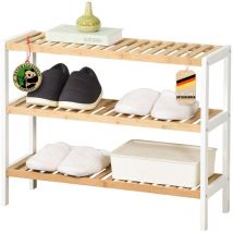 Floordirekt - Bambus-Schuhregal Michigan Stilvolles, Platzsparendes Regal mit 3 Ablagen