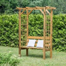 Cémonjardin - Banc 2 places avec arche en bois