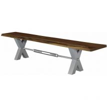 Banc 180x38cm - Bois d'acacia laqué (Brun/Gris) - iron label 151 - brun