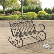 [en.casa] - Banc à Bascule Greenough Vintage Métal Vert Foncé Patine Grise Claire