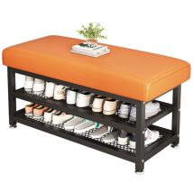 Sinbinta - Banc de rangement à chaussures à 3 niveaux, Banc de Rangement en métal, Banc de Couloir avec Rangement et siège, Banc à Chaussures pour