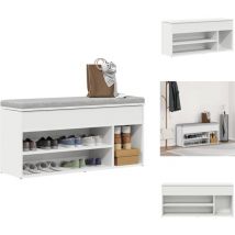 Banc à chaussures blanc 102x30,5x45 cm bois d'ingénierie - Banc à Chaussures - Bancs à Chaussures - Banc - Banc De Couloir