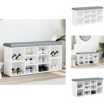 Banc à chaussures blanc 102x32x50 cm bois d'ingénierie - Banc Chaussure - Banc Entrée - Meuble Rangement - Banc Coffre - Rangement Chaussures