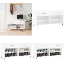 Banc à chaussures blanc 102x35x55 cm bois d'ingénierie - Meuble Range Chaussure - Banc Chaussure - Rangement Chaussures - Meuble Entrée - Rangement