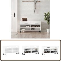 Banc à chaussures blanc 102x35x55 cm bois d'ingénierie - Meuble Range Chaussure - Banc Rangement Chaussures - Meuble Entrée - Rangement Chaussures
