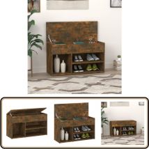 Banc à chaussures Chêne fumé 80x30x45 cm Bois d'ingénierie - Banc à Chaussures - Meuble à Chaussures - Rangement Chaussures - Banc De Rangement
