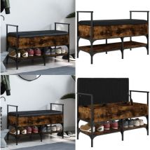 Vidaxl - Banc à chaussures chêne fumé 85,5x42x57,5 cm bois d'ingénierie - Banc Chaussure - Banc Entrée - Rangement Chaussures - Meuble Entrée - Banc