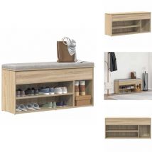Banc à chaussures chêne sonoma 102x30,5x45 cm bois d'ingénierie - Banc à Chaussures - Bancs à Chaussures - Banc - Banc De Couloir