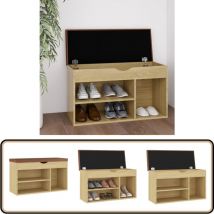 Banc à chaussures et coussin Chêne sonoma Bois d'ingénierie - Banc à Chaussures - Meuble Chaussure - Rangements Chaussures - Rangement Intérieur
