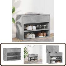 Banc à chaussures Gris béton 60x30x45 cm Bois d'ingénierie - Banc à Chaussures - Meuble à Chaussures - Rangement Chaussures - Banc De Rangement