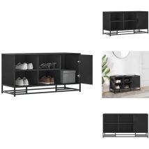 Banc à chaussures noir 100x40x53,5cm bois d'ingénierie et métal - Banc à Chaussures - Bancs à Chaussures - Banc - Banc De Couloir