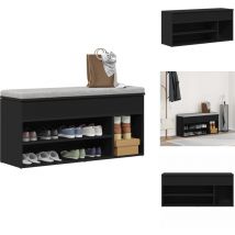 Banc à chaussures noir 102x30,5x45 cm bois d'ingénierie - Banc à Chaussures - Bancs à Chaussures - Banc - Banc De Couloir