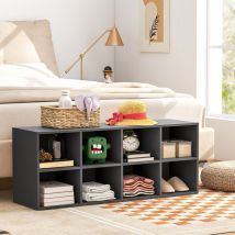Banc à Chaussures, Organisateur de Chaussures Gris avec 8 Casiers, Capacité 230 kg, Étagère à Chaussures CW8633 Maison Chic