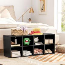 Banc à Chaussures, Organisateur de Chaussures Noir avec 8 Casiers, Capacité 230 kg, Étagère à Chaussures CW9125 Maison Chic
