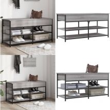 Vidaxl - Banc à chaussures sonoma gris 100x42,5x50 cm bois d'ingénierie - Banc Chaussure - Banc Entrée - Rangement Chaussures - Meuble Entrée - Banc