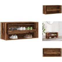 Banc à chaussures vieux bois 100x35x45 cm bois d'ingénierie - Banc à Chaussures - Bancs à Chaussures - Banc - Banc De Couloir