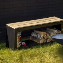 Fancy Flames - Banc avec rangement en bois rectangulaire