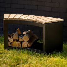 Fancy Flames - Banc avec rangement en bois incurvé