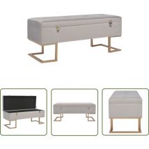 Devenirriche - The Living Store Banc avec compartiment de rangement 105 cm Gris Velours - Banc Coffre - Banc Tissu - Banc Design - Banc Entrée