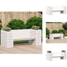 Banc avec jardinières blanc 167,5x60x65 cm bois massif de pin - Banc Jardin - Meuble Jardin - Banc Avec Jardinières - Jardinière Extérieure