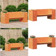 Banc avec jardinières cire marron 167,5x60x65cm bois massif pin - Banc Jardin - Meuble Extérieur - Banc Avec Jardinières - Jardinière Extérieure