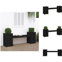 Banc avec jardinières noir 180x36x63 cm bois massif de pin - Banc Jardin - Banc Extérieur - Meuble Jardin - Jardinière - Banc Avec Jardinières