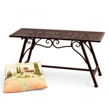 Banc de Jardin en Métal Résistant aux Intempéries 83 cm avec Ornements Cucciu s - Banc Robuste en Fer au Design Antique - Idéal pour Jardin, Terrasse