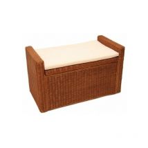 Décoshop26 - Banc banquette / coffre de rangement en rotin couleur miel BAN04016