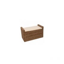 Décoshop26 - Banc banquette / coffre de rangement en rotin kubu gris BAN04017