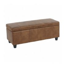 Décoshop26 - Banc banquette coffre de rangement synthétique marron vieilli 112x45x45cm BAN04005