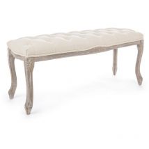 Bizzotto - Banc classique Mathilde en tissu naturel - 110x36x47 cm