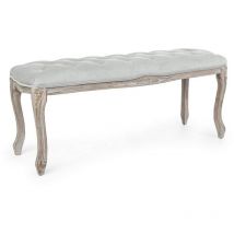 Iperbriko - Banc classique en bois velours gris Mathilde 110x36x47 cm