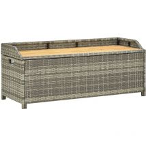 Bonnevie - Banc Coffre de rangement de jardin - Banquette Pouf 120 cm Résine tressée Gris BV247451