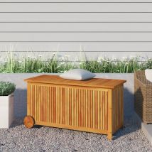 Bonnevie - Banc Coffre de rangement de jardin - Banquette Pouf avec roues 113x50x58cm Bois acacia BV184875