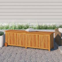 Bonnevie - Banc Coffre de rangement de jardin - Banquette Pouf avec roues 150x50x58cm bois acacia BV490254