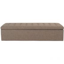 Signature - Banc coffre en bois avec revêtement tissu Taupe Vatican