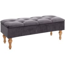 Atmosphera Créateur D'intérieur - Banc coffre velours matelassé gris 102x38cm