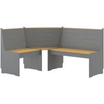 Décoshop26 - Banc d'angle pour cuisine ou salle à manger 151cm marron miel et gris bois de pin solide brun DEC025006